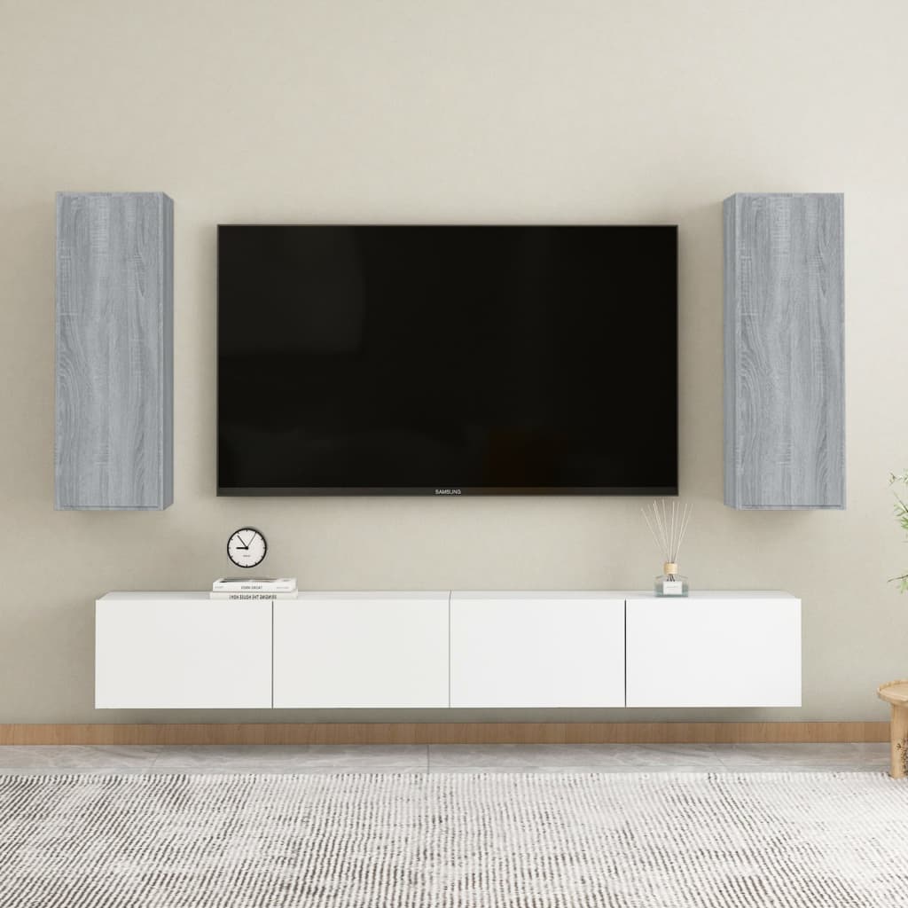 TV-tasot 2 kpl harmaa Sonoma 30,5x30x90 cm tekninen puu - Sisustajankoti.fi