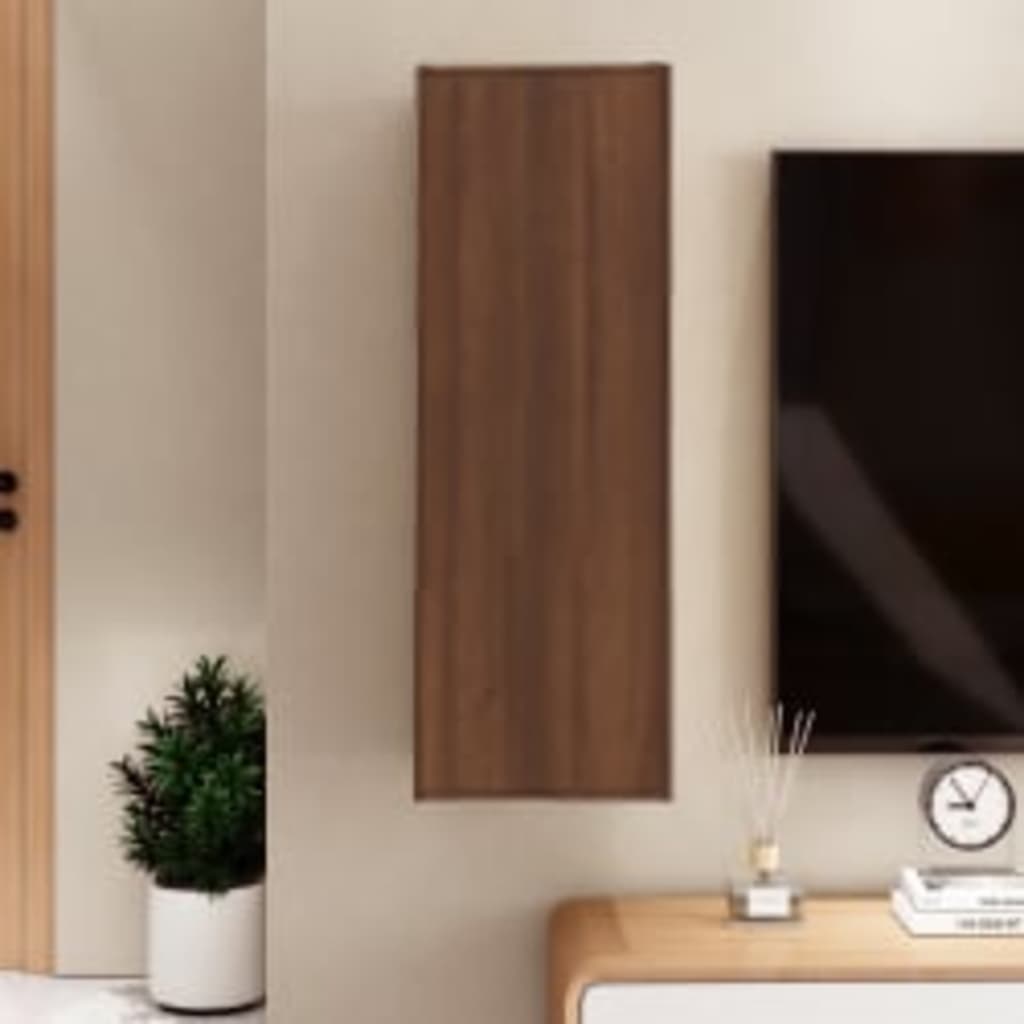 TV-taso ruskea tammi 30,5x30x90 cm tekninen puu - Sisustajankoti.fi