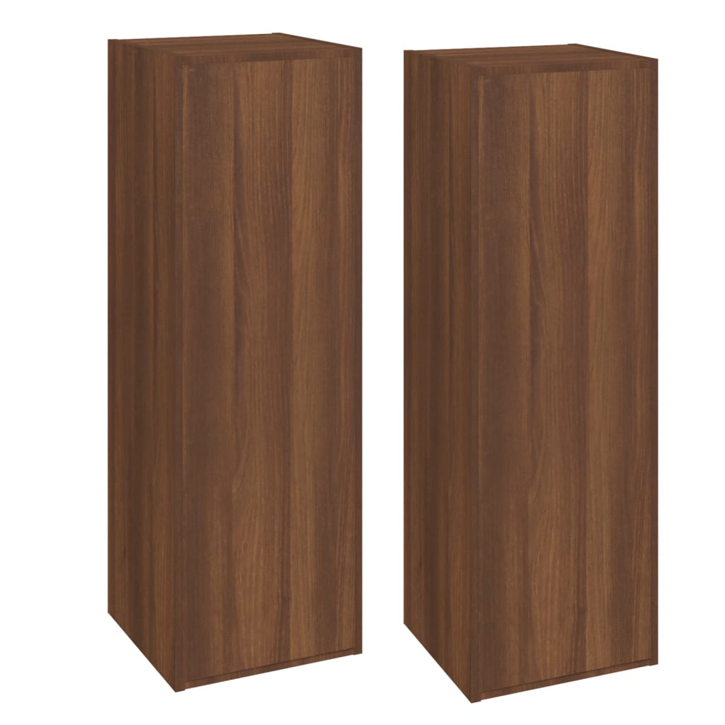 TV-taso 2 kpl ruskea tammi 30,5x30x90 cm tekninen puu - Sisustajankoti.fi