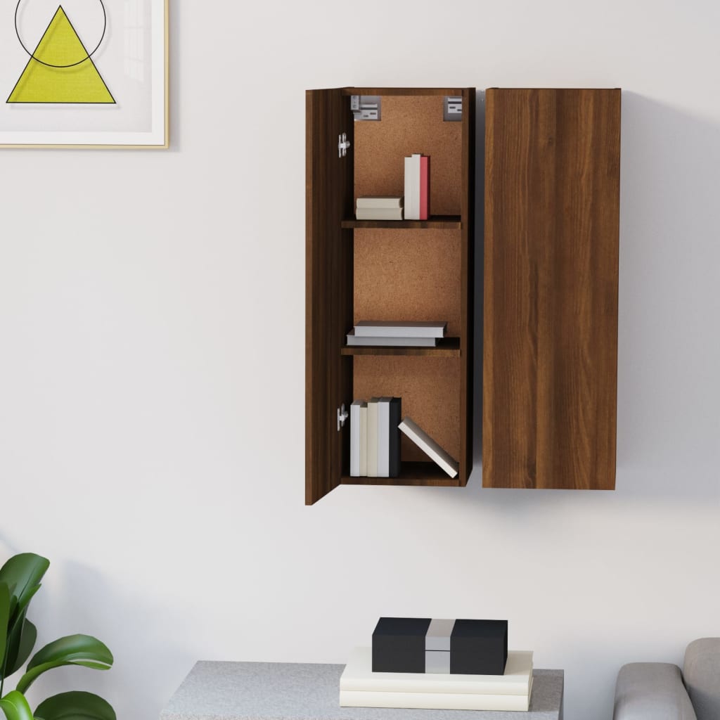 TV-taso 2 kpl ruskea tammi 30,5x30x90 cm tekninen puu - Sisustajankoti.fi