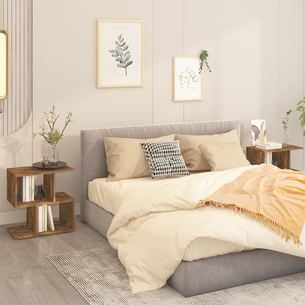 Yöpöydät 2 kpl savutammi 50x30x51,5 cm tekninen puu - Sisustajankoti.fi