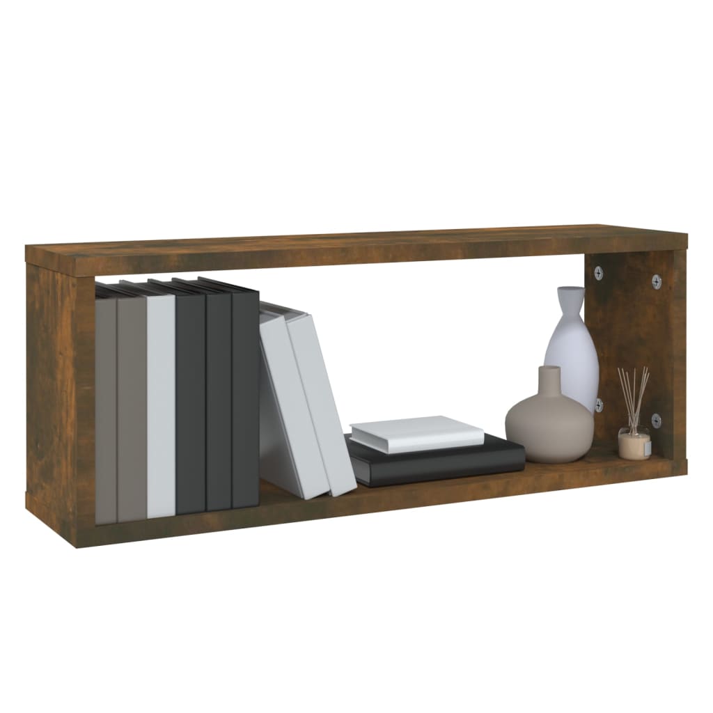 Seinäkuutiohyllyt 6 kpl savutammi 60x15x23 cm tekninen puu - Sisustajankoti.fi