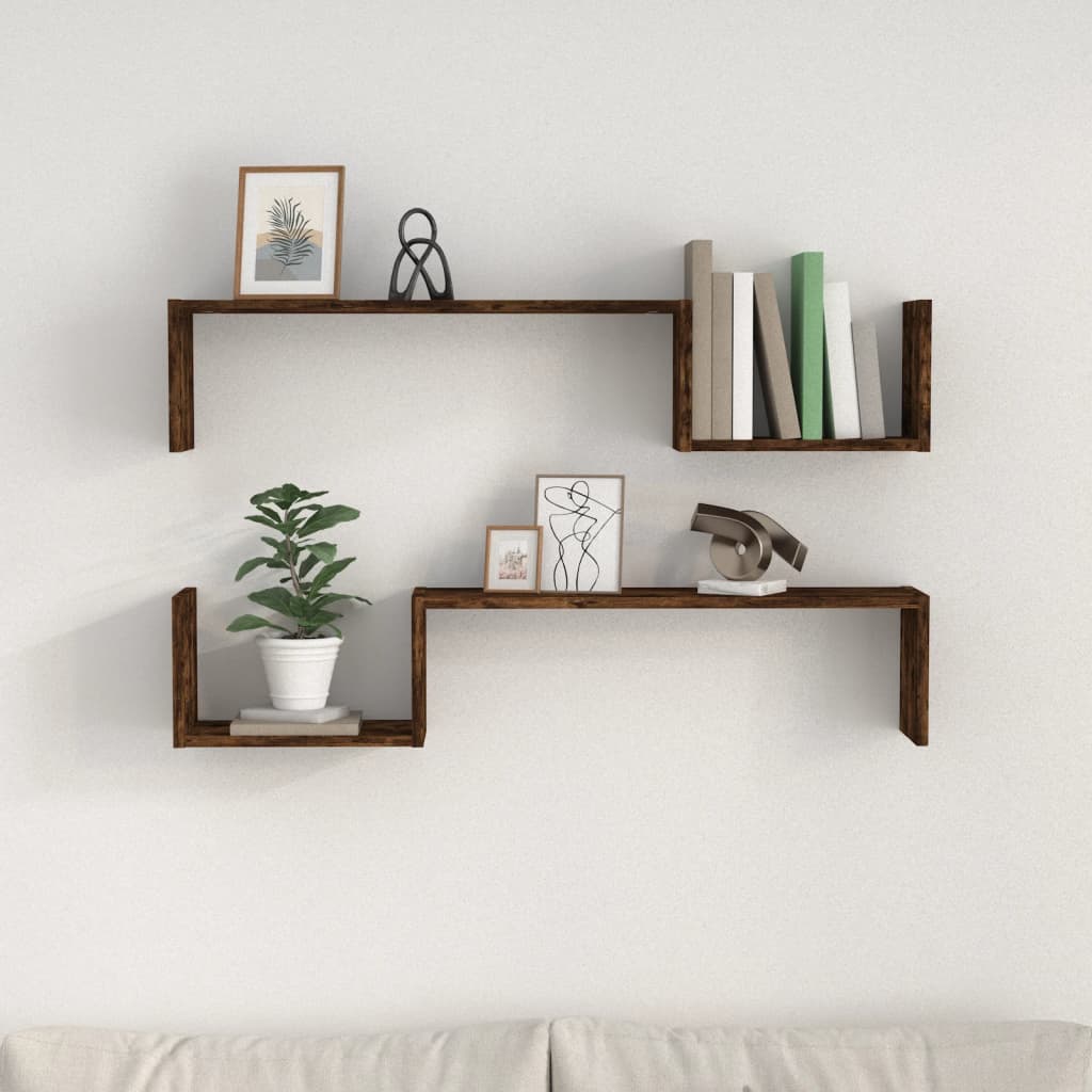 Seinähyllyt 2 kpl savutammi 100x15x20 cm tekninen puu - Sisustajankoti.fi