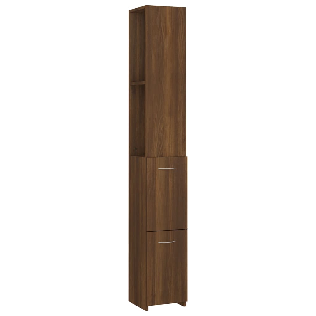 Kylpyhuoneen kaappi ruskea tammi 25x25x170 cm tekninen puu - Sisustajankoti.fi