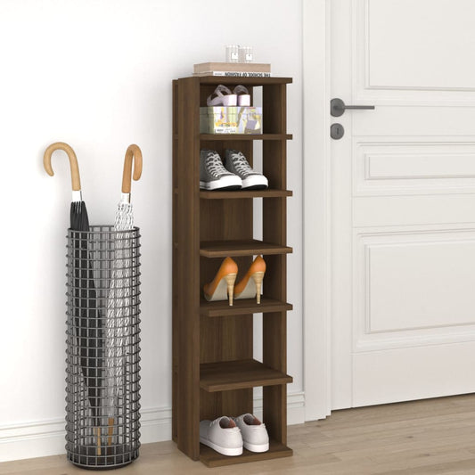 Kenkäteline ruskea tammi 27,5x27x102 cm tekninen puu - Sisustajankoti.fi