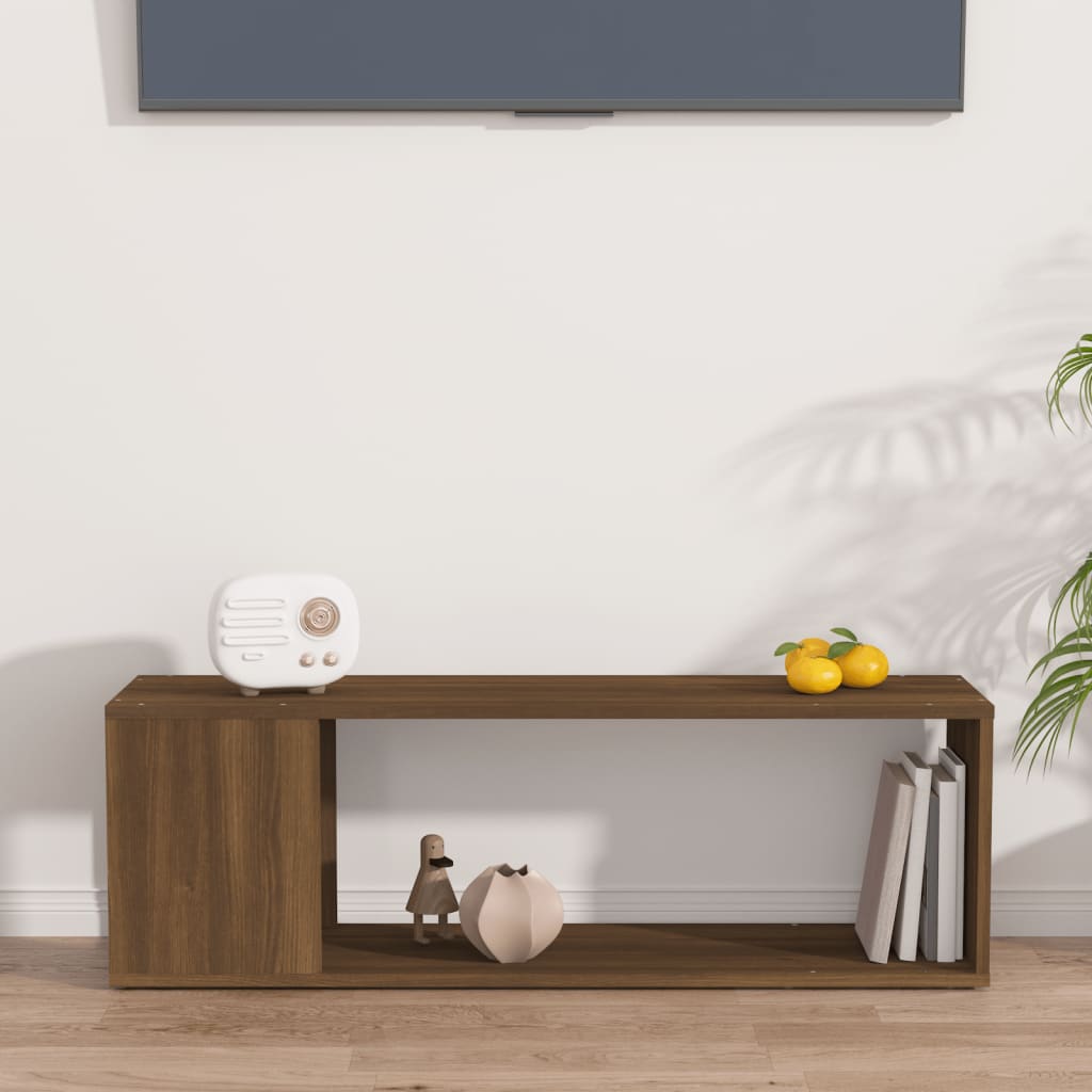 TV-taso ruskea tammi 100x24x32 cm tekninen puu - Sisustajankoti.fi