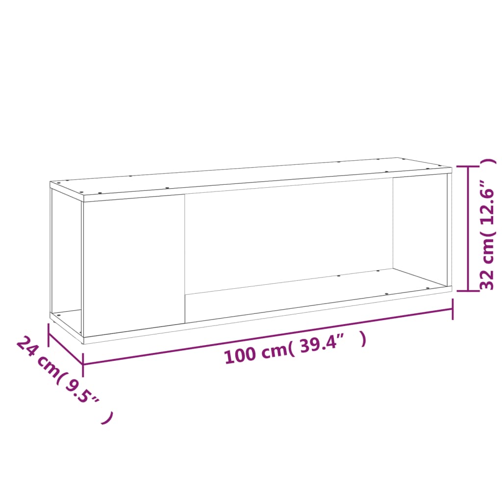 TV-taso ruskea tammi 100x24x32 cm tekninen puu - Sisustajankoti.fi