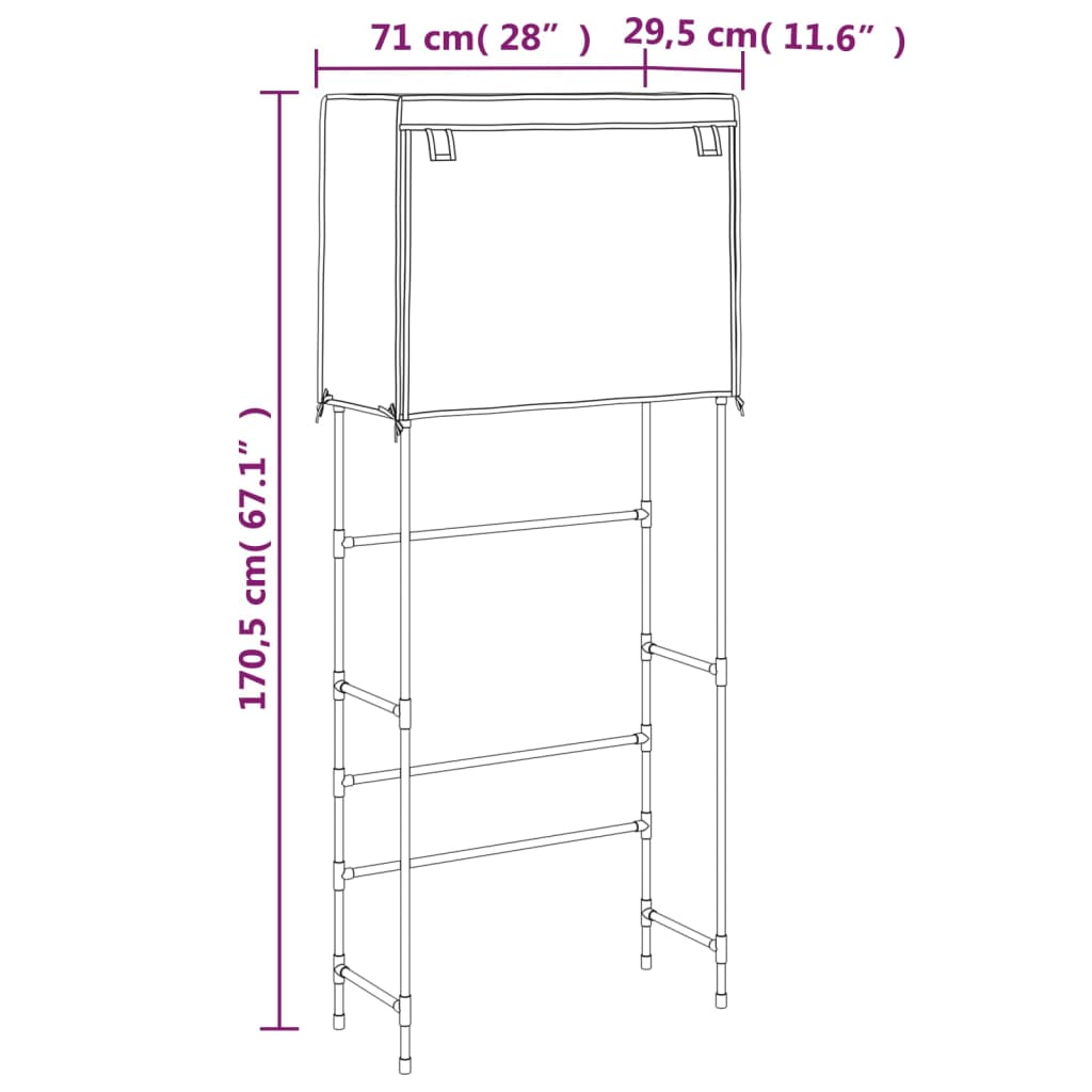 Säilytyshylly pesukoneen ylle 2 tasoa musta 71x29,5x170,5 cm - Sisustajankoti.fi