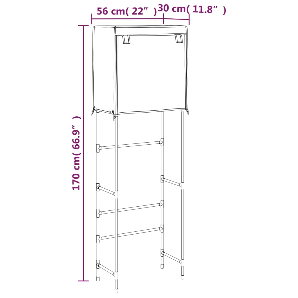 3-kerroksinen säilytyshylly WC-pytyn ylle musta 56x30x170 cm - Sisustajankoti.fi