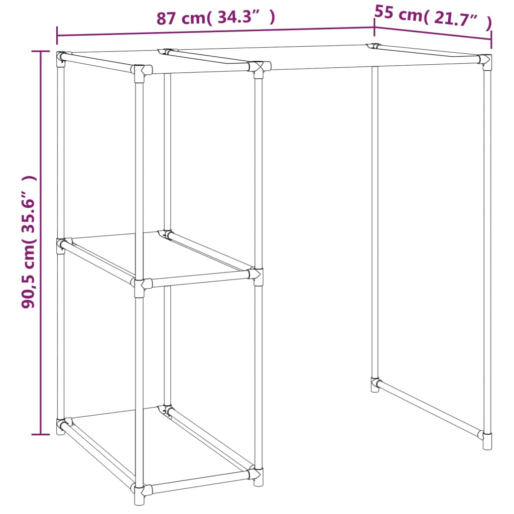 Säilytyshylly pesukoneen ylle musta 87x55x90,5 cm rauta - Sisustajankoti.fi