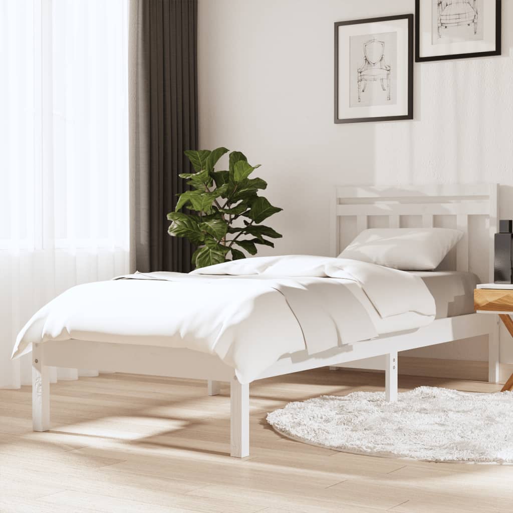 Sängynrunko valkoinen täysi puu 75x190 cm 2FT6 Small Single - Sisustajankoti.fi