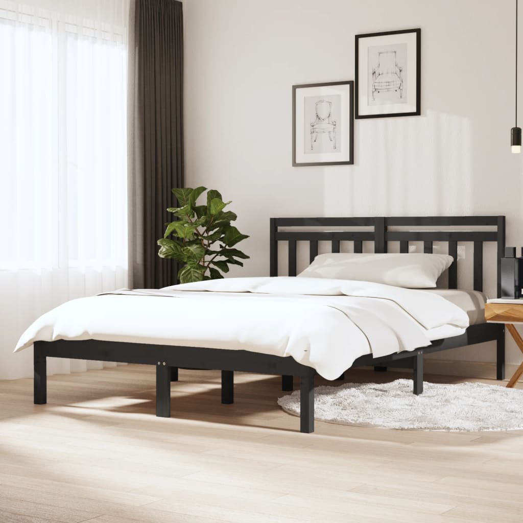 Sängynrunko harmaa täysi puu 150x200 cm 5FT King Size - Sisustajankoti.fi