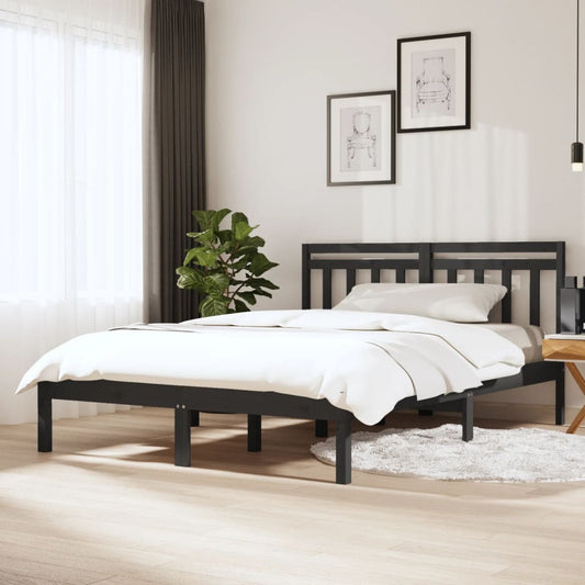 Sängynrunko harmaa täysi puu 150x200 cm 5FT King Size - Sisustajankoti.fi