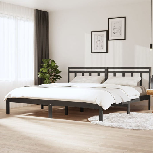 Sängynrunko harmaa täysi mänty 200x200 cm - Sisustajankoti.fi