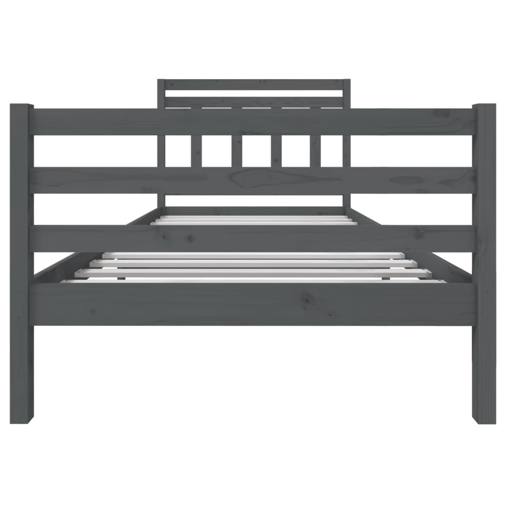 Sängynrunko harmaa täysi puu 100x200 cm - Sisustajankoti.fi