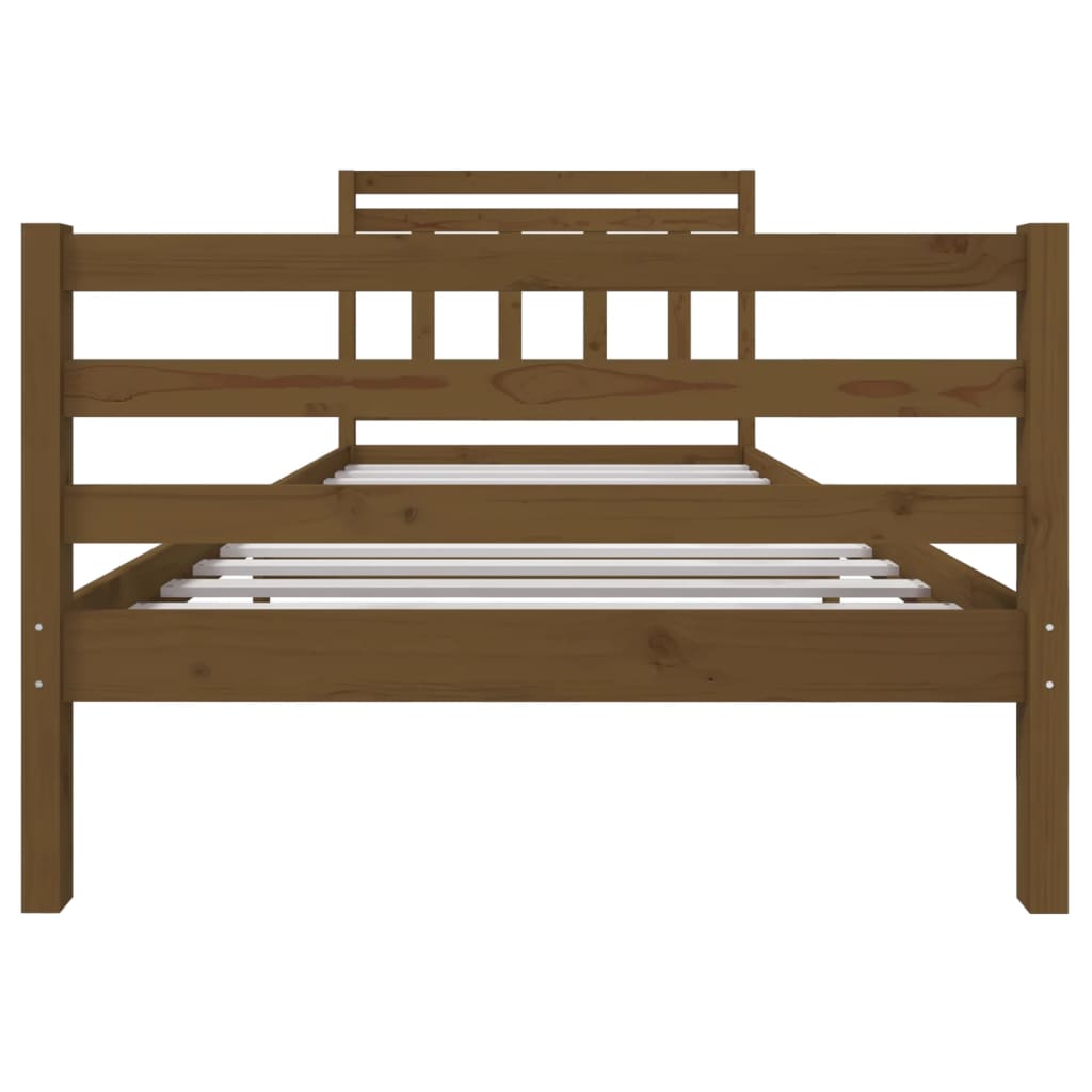 Sängynrunko hunajanruskea täysi puu 100x200 cm - Sisustajankoti.fi