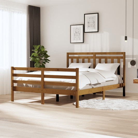 Sängynrunko hunajanruskea täysi puu 150x200 cm 5FT King Size - Sisustajankoti.fi
