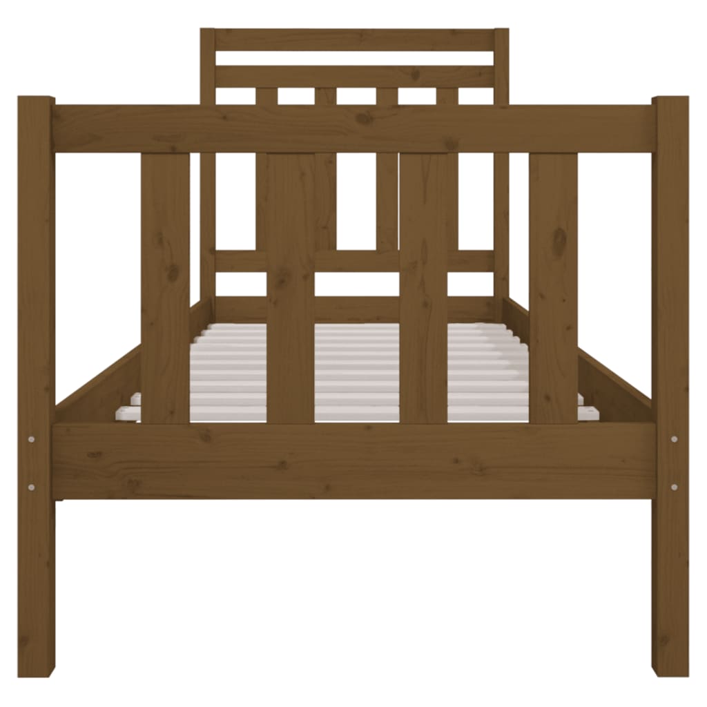 Sängynrunko hunajanruskea täysi puu 75x190 cm 2FT6 Small Single - Sisustajankoti.fi