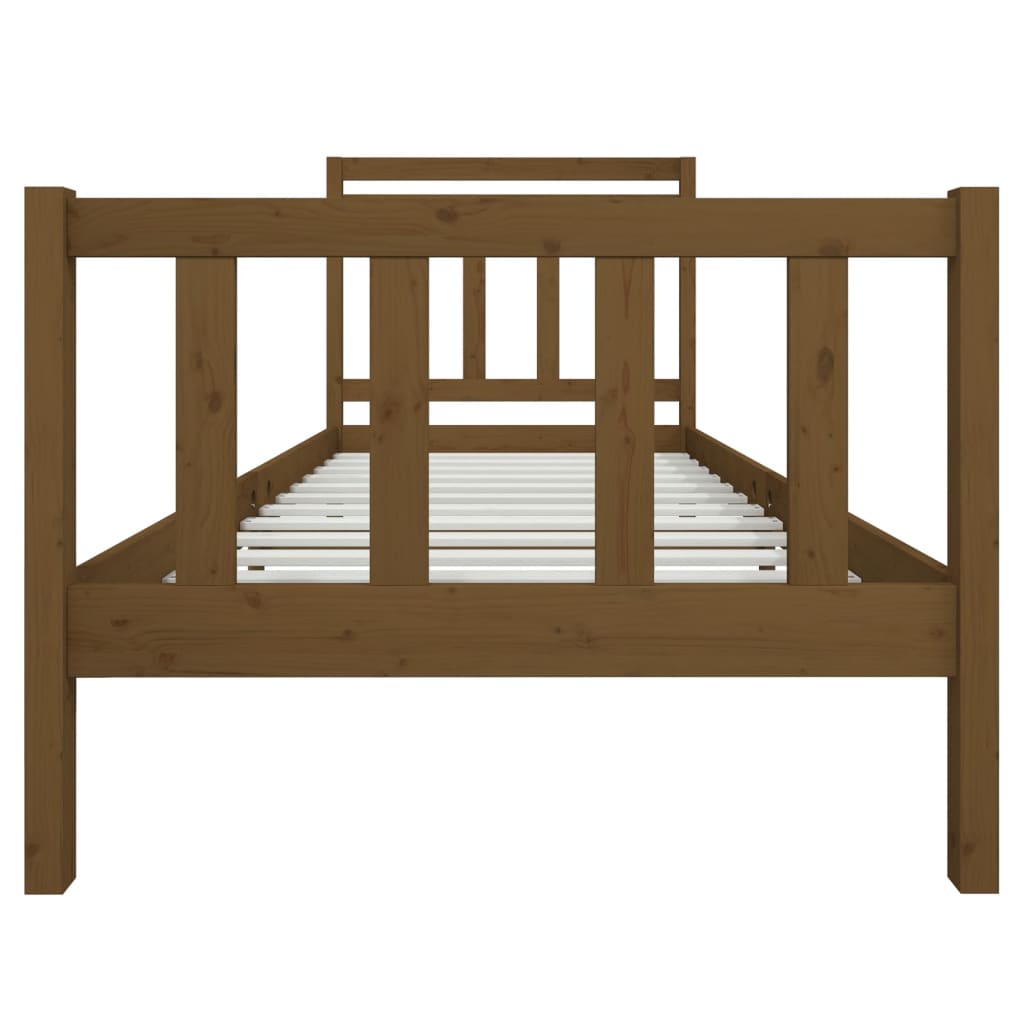 Sängynrunko hunajanruskea täysi puu 90x200 cm - Sisustajankoti.fi