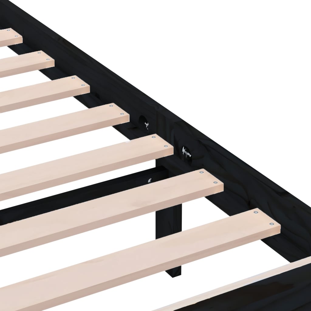 Sängynrunko musta täysi puu 90x200 cm - Sisustajankoti.fi