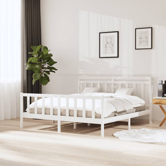 Sängynrunko valkoinen täysi puu 180x200 cm 6FT Super King - Sisustajankoti.fi