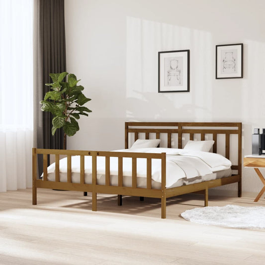 Sängynrunko hunajanruskea täysi puu 180x200 cm 6FT Super King - Sisustajankoti.fi