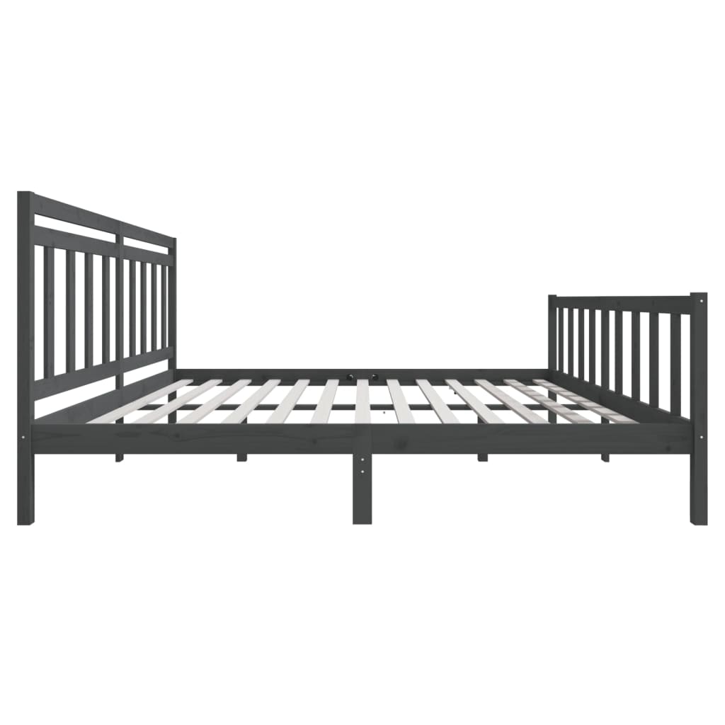 Sängynrunko harmaa täysi puu 200 x 200 cm - Sisustajankoti.fi