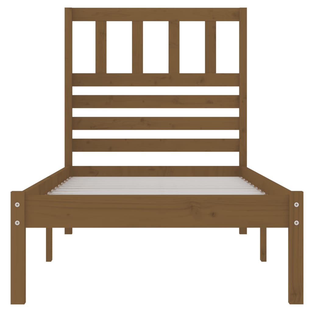 Sängynrunko hunajanruskea täysi mänty 90x200 cm - Sisustajankoti.fi