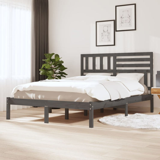 Sängynrunko harmaa täysi mänty 150x200 cm 5FT King Size - Sisustajankoti.fi