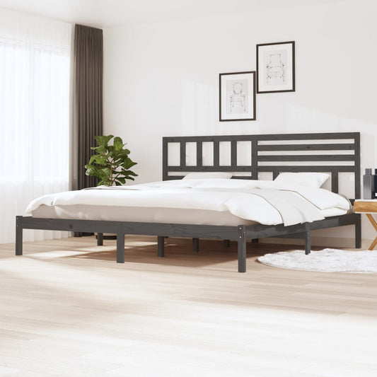 Sängynrunko harmaa täysi mänty 200 x 200 cm - Sisustajankoti.fi