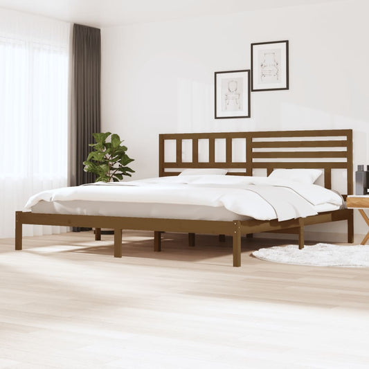 Sängynrunko hunajanruskea täysi mänty 200x200 cm - Sisustajankoti.fi