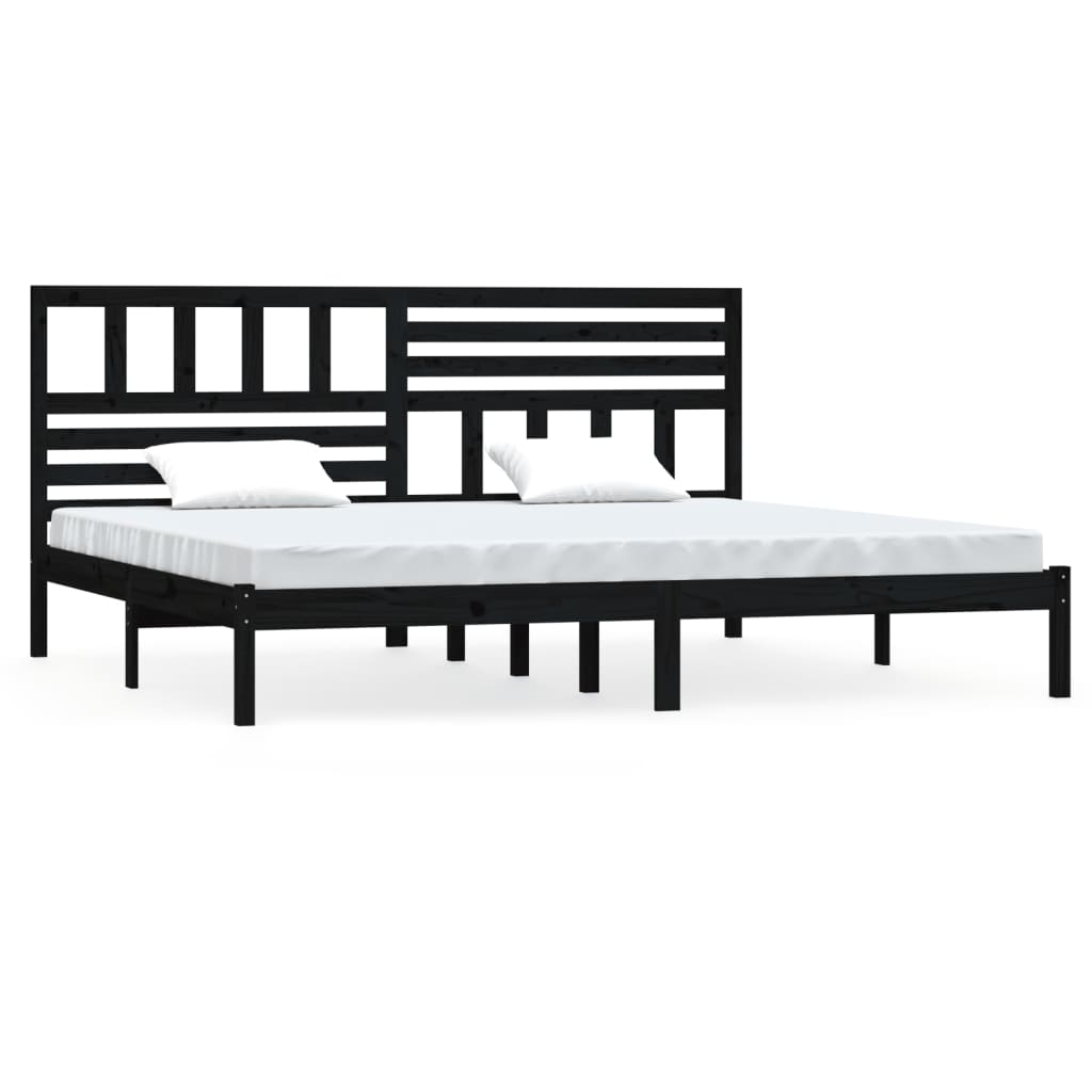 Sängynrunko musta täysi mänty 200 x 200 cm - Sisustajankoti.fi