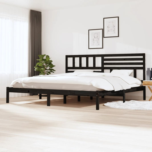 Sängynrunko musta täysi mänty 200 x 200 cm - Sisustajankoti.fi