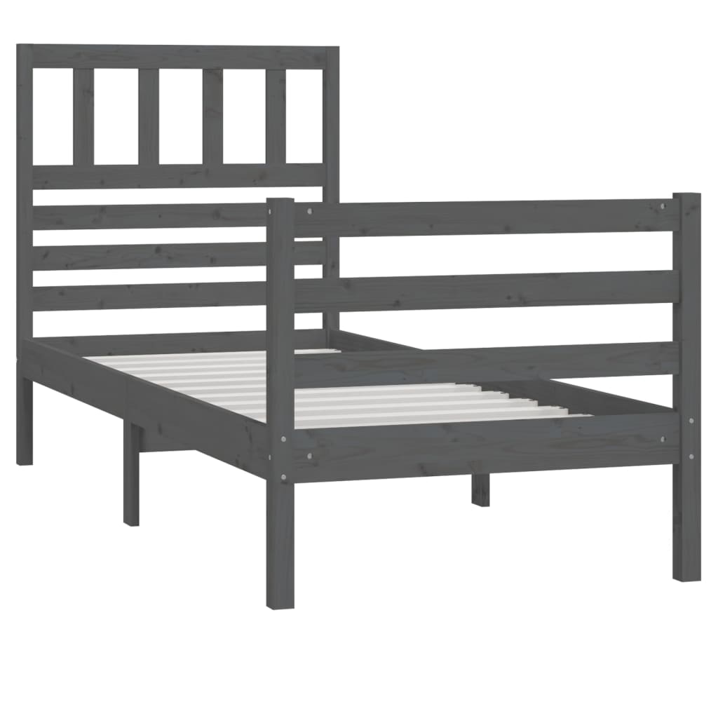Sängynrunko harmaa täysi puu 100x200 cm - Sisustajankoti.fi
