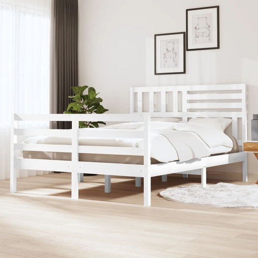 Sängynrunko valkoinen täysi puu 150x200 cm 5FT King Size - Sisustajankoti.fi