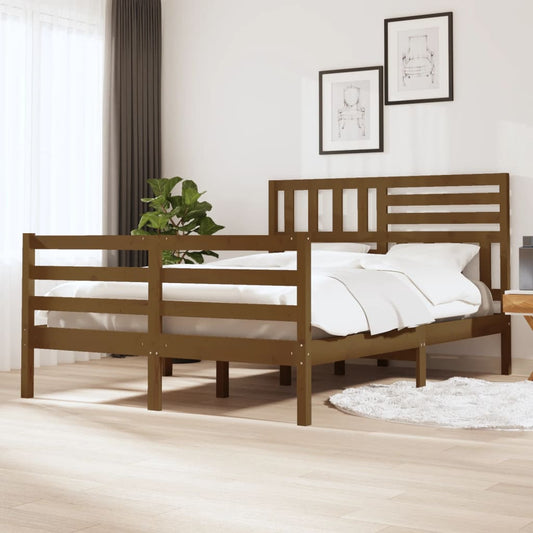 Sängynrunko hunajanruskea täysi puu 150x200 cm 5FT King Size - Sisustajankoti.fi