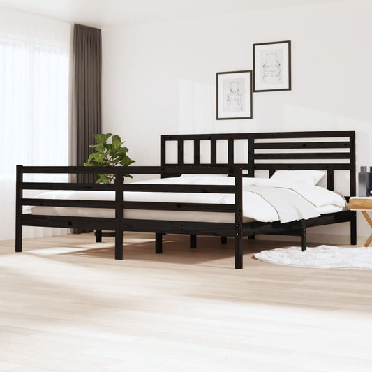Sängynrunko musta täysi puu 200 x 200 cm - Sisustajankoti.fi