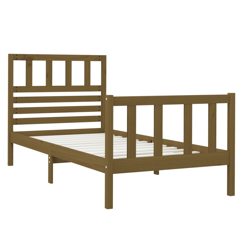 Sängynrunko hunajanruskea täysi puu 75x190 cm 2FT6 Small Single - Sisustajankoti.fi