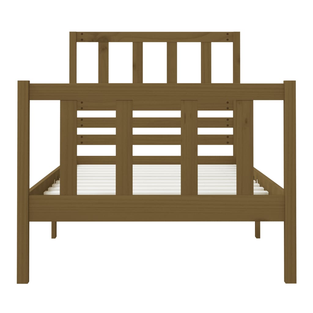 Sängynrunko hunajanruskea täysi puu 75x190 cm 2FT6 Small Single - Sisustajankoti.fi