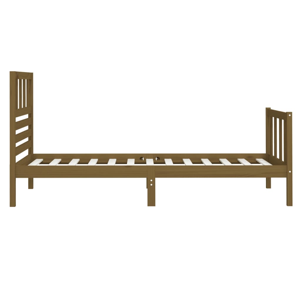 Sängynrunko hunajanruskea täysi puu 75x190 cm 2FT6 Small Single - Sisustajankoti.fi