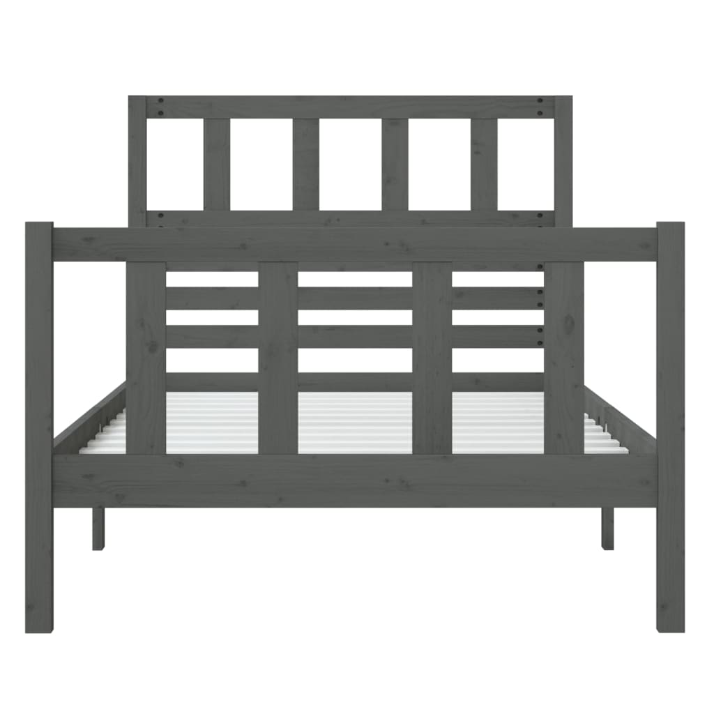 Sängynrunko harmaa täysi puu 90x200 cm - Sisustajankoti.fi