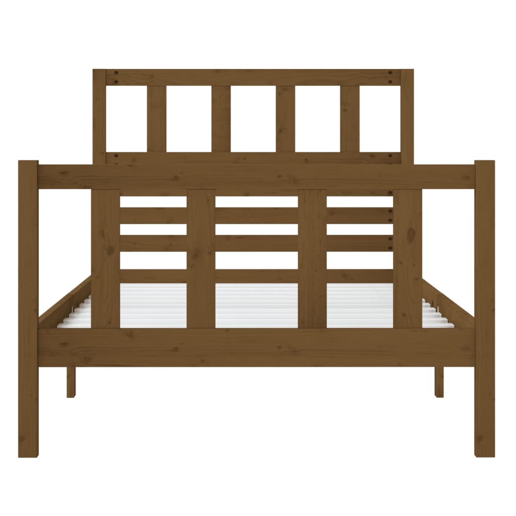 Sängynrunko hunajanruskea täysi puu 90x200 cm - Sisustajankoti.fi