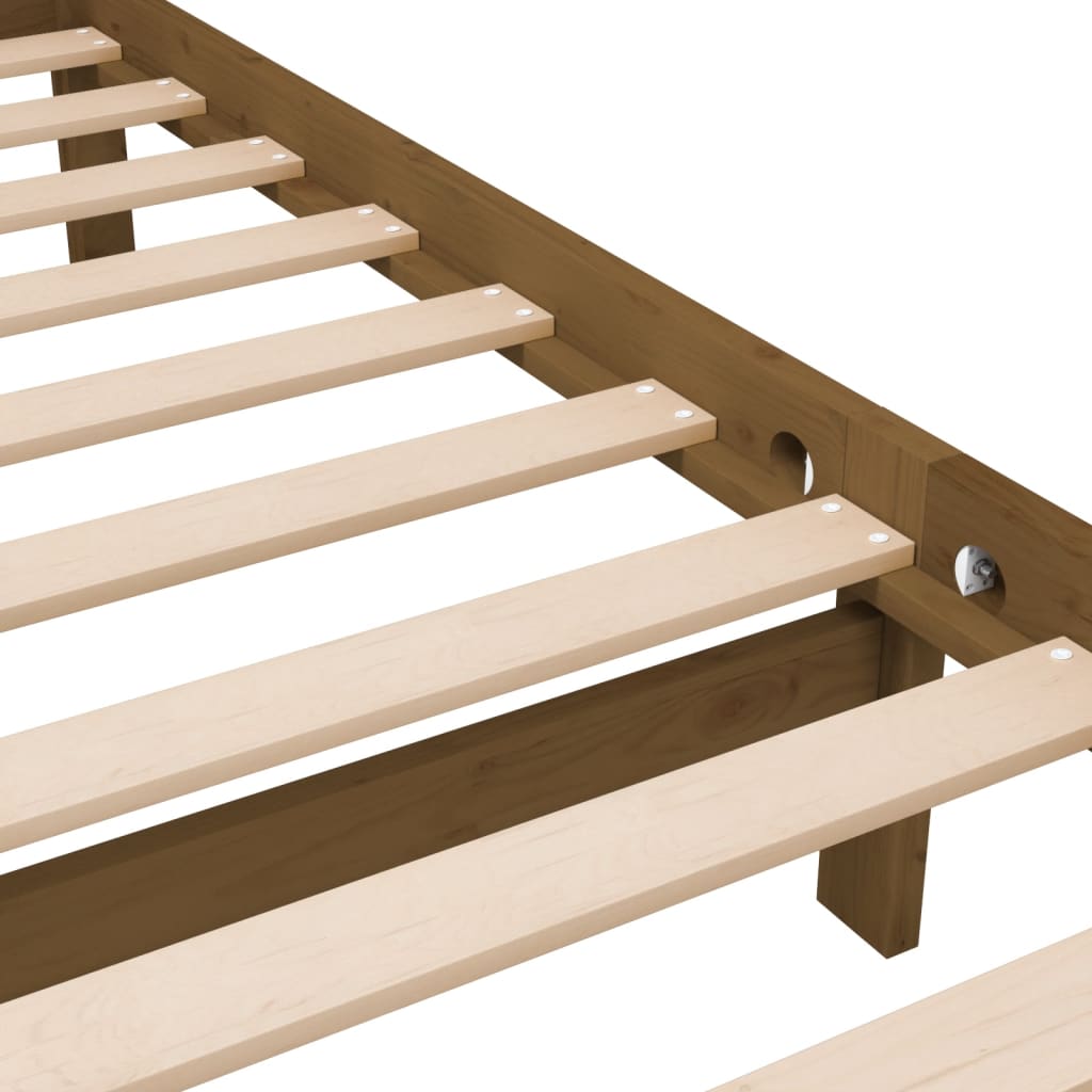 Sängynrunko hunajanruskea täysi puu 100x200 cm - Sisustajankoti.fi