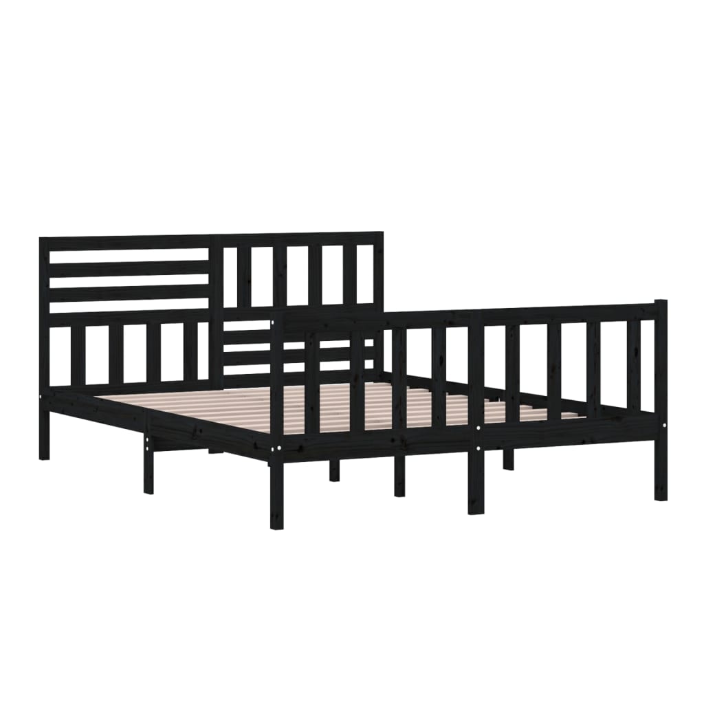 Sängynrunko musta täysi puu 150x200 cm 5FT King Size - Sisustajankoti.fi