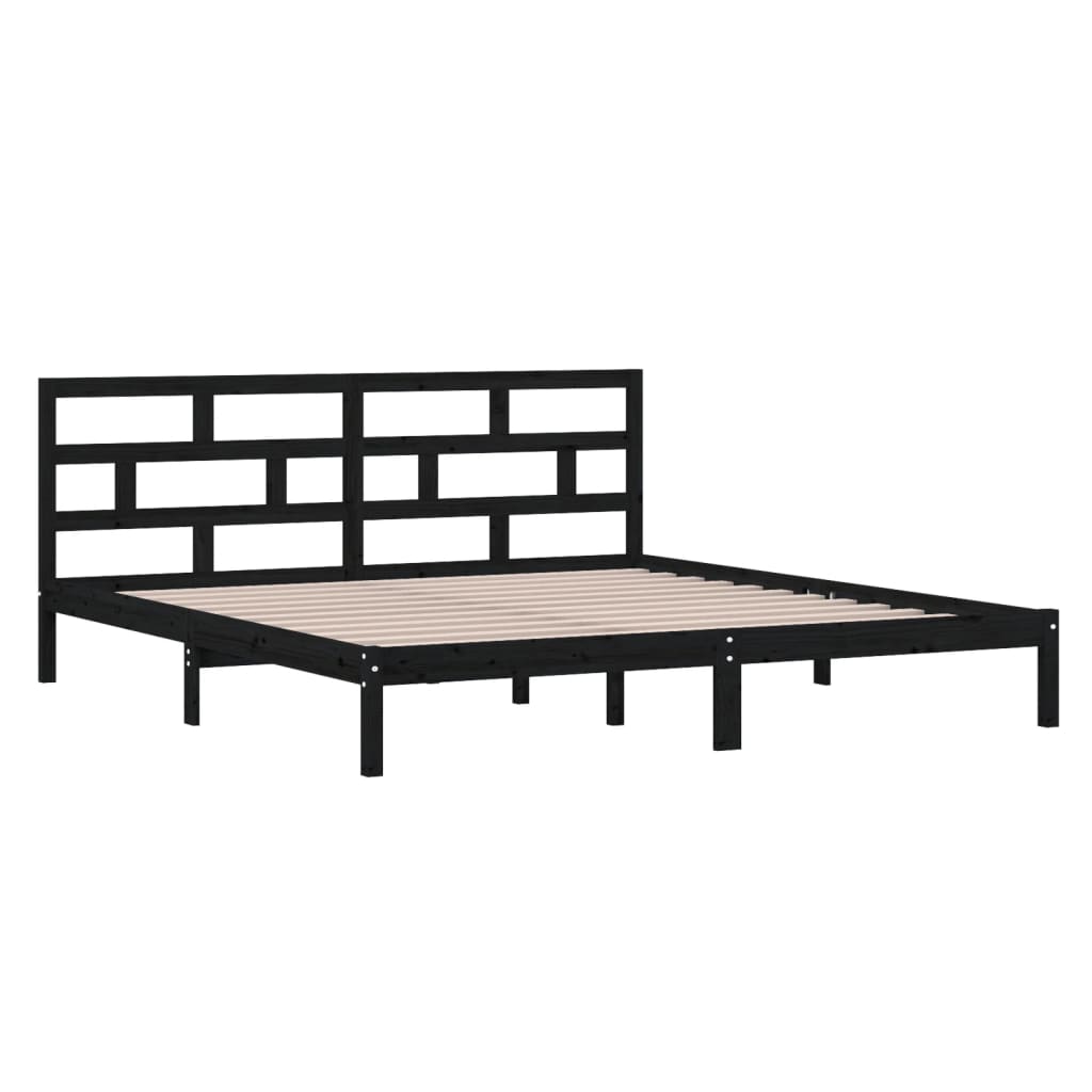 Sängynrunko musta täysi mänty 140x190 cm - Sisustajankoti.fi