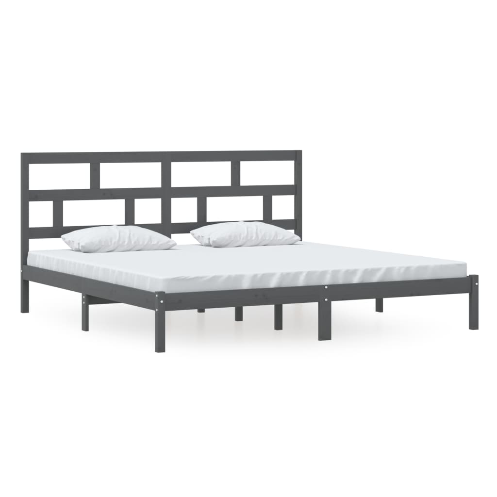 Sängynrunko harmaa täysi mänty 200 x 200 cm - Sisustajankoti.fi