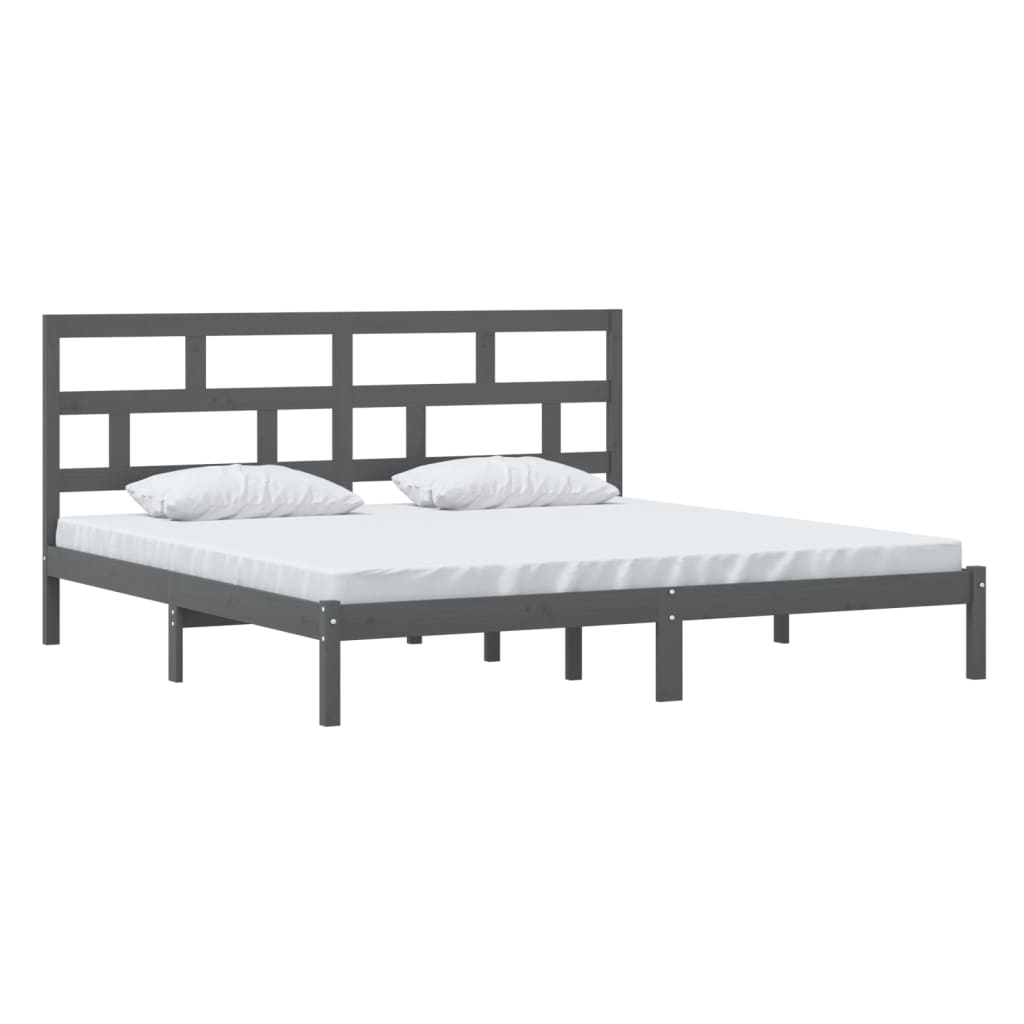 Sängynrunko harmaa täysi mänty 200 x 200 cm - Sisustajankoti.fi