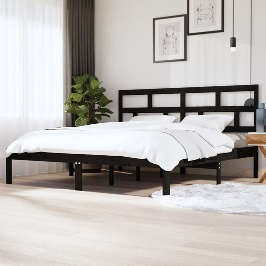Sängynrunko musta täysi mänty 200 x 200 cm - Sisustajankoti.fi