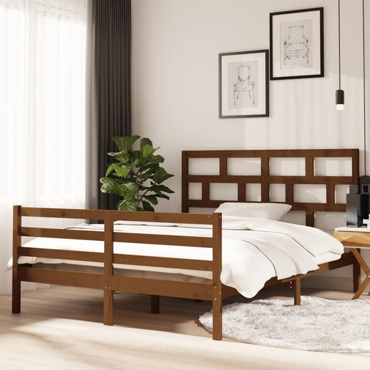 Sängynrunko hunajanruskea täysi puu 150x200 cm 5FT King Size - Sisustajankoti.fi