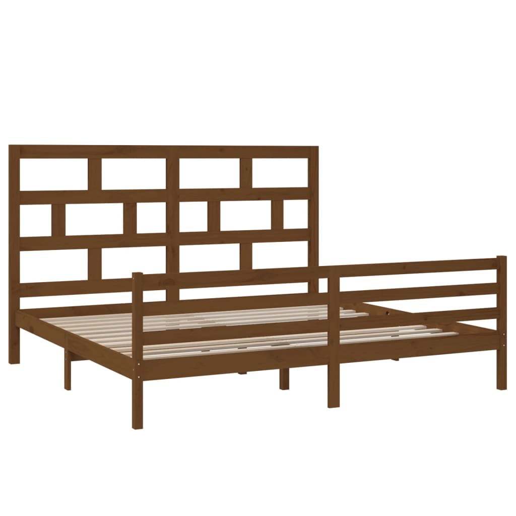 Sängynrunko hunajanruskea täysi mänty 200x200 cm - Sisustajankoti.fi